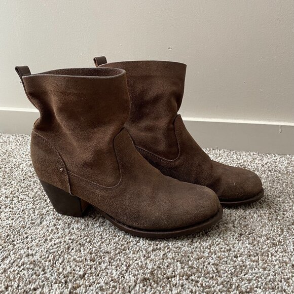 rag and bone | Brown Mercer Suede Slouch Ankle Boots - Size EU 37.5 - Picture 1 of 16